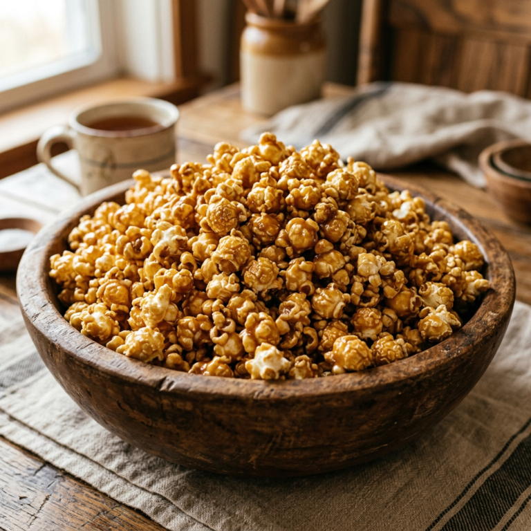 Homemade caramel corn made with Stoub Family Farms popcorn