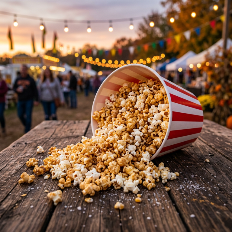 Sweet and salty kettle corn made with Stoub Family Farms popcorn